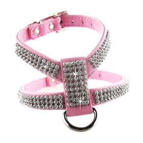 Rhinestones Leather Teacup Puppy Collar