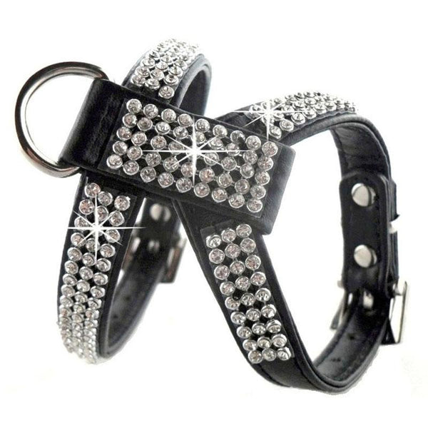 Rhinestones Leather Teacup Puppy Collar