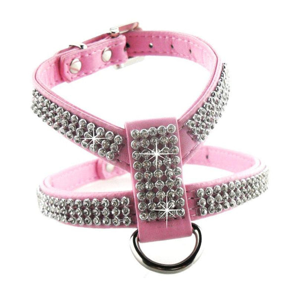 Rhinestones Leather Teacup Puppy Collar