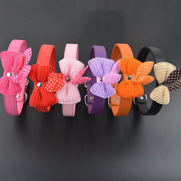 Fashioned Leather Collar with Butterfly Knot