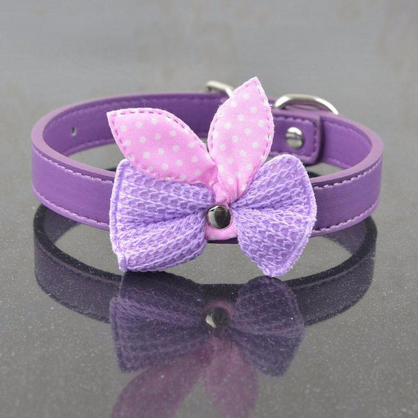 Fashioned Leather Collar with Butterfly Knot