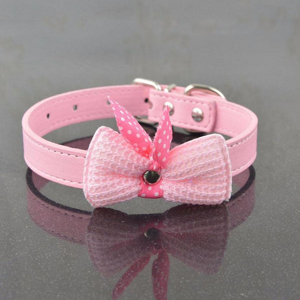 Fashioned Leather Collar with Butterfly Knot