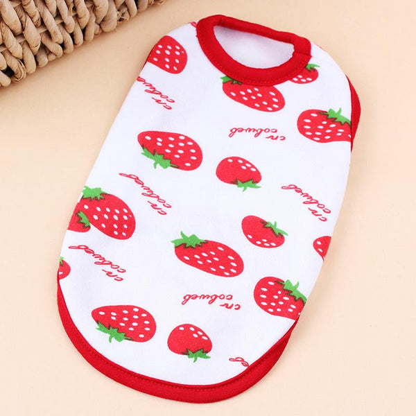 Sweet Strawberry Printed Clothes For Teacup Puppies