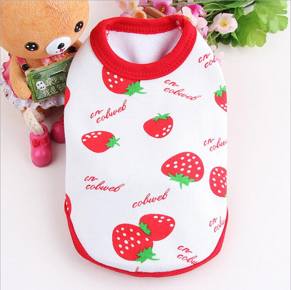 Sweet Strawberry Printed Clothes For Teacup Puppies