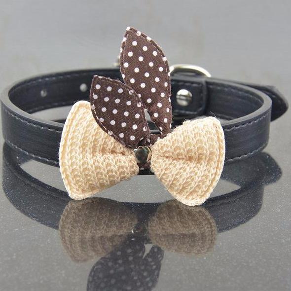 Fashioned Leather Collar with Butterfly Knot