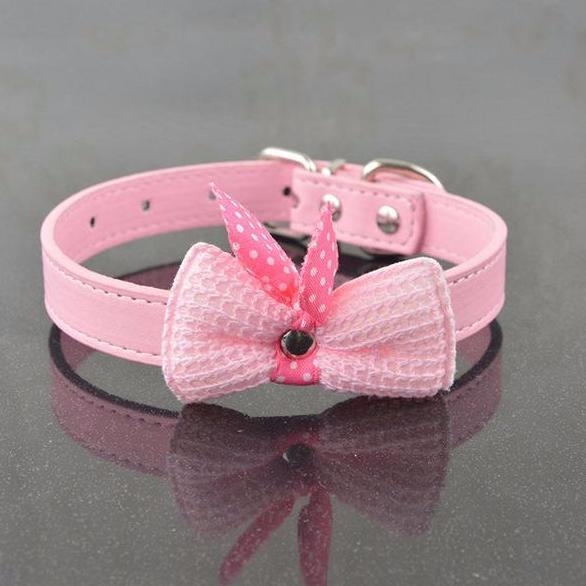 Fashioned Leather Collar with Butterfly Knot