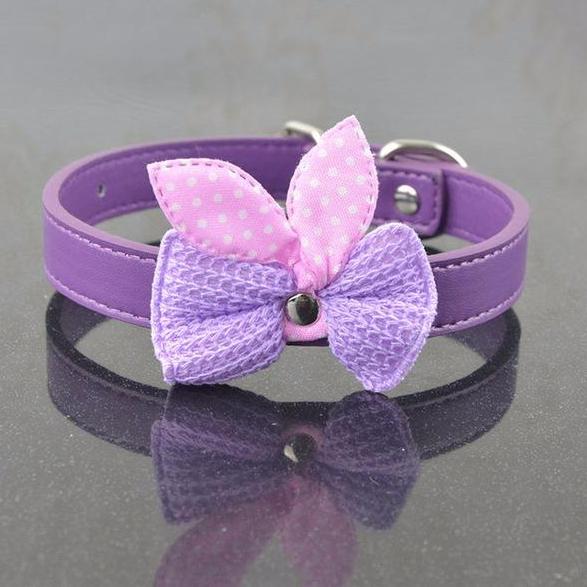 Fashioned Leather Collar with Butterfly Knot