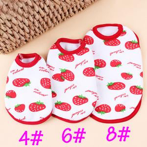 Sweet Strawberry Printed Clothes For Teacup Puppies