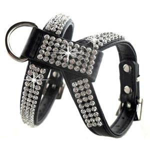 Rhinestones Leather Teacup Puppy Collar