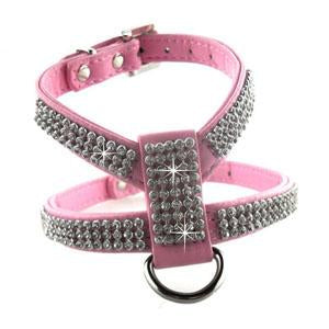 Rhinestones Leather Teacup Puppy Collar